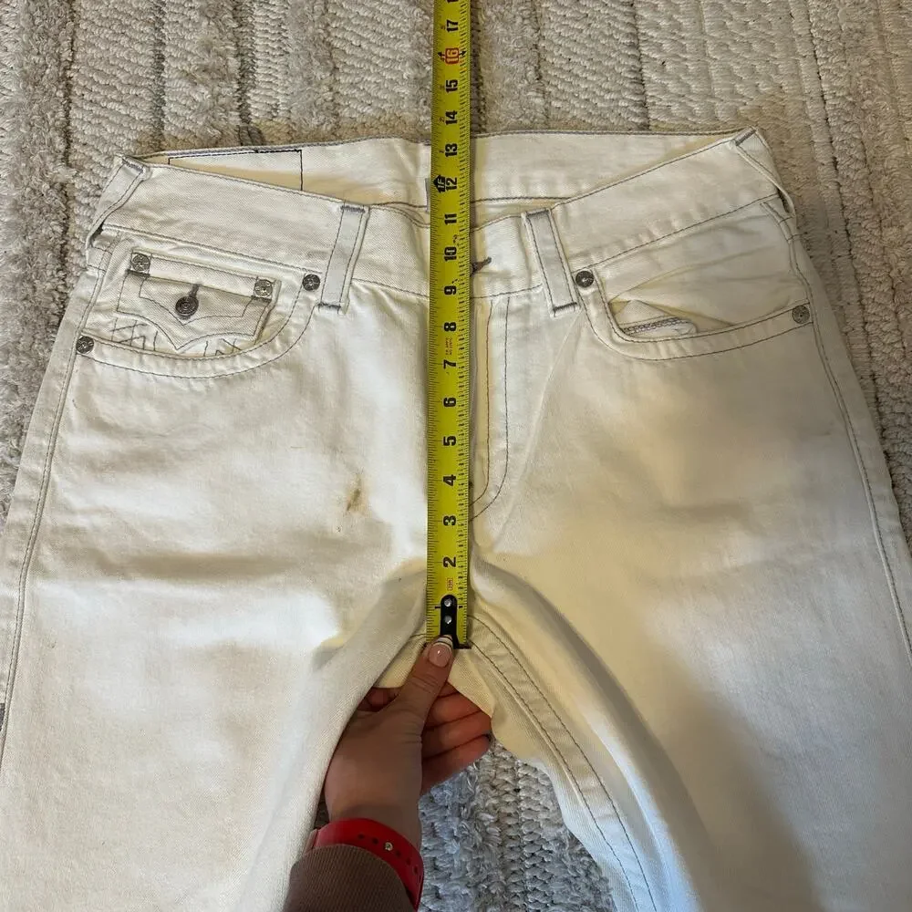 TRUE RELIGION Men's Ricky Straight Jean Size 34 In White